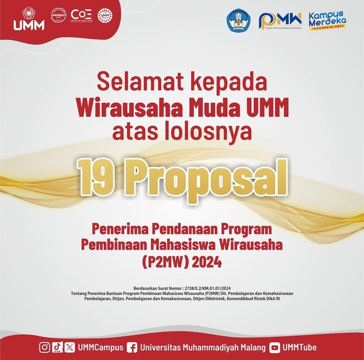 Selamat! 7 Calon Wirausahawan Muda FT-UMM Raih Pendanaan di Program P2MW 2024