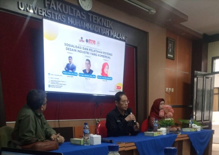 Inisiasi Sentra HKI, Kegiatan Sosialisasi dan Pelatihan Potensi Desain Industri yang Komersial Terselenggara di Fakultas Teknik UMM